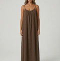 Midnight Backless Maxi Dress - Brown