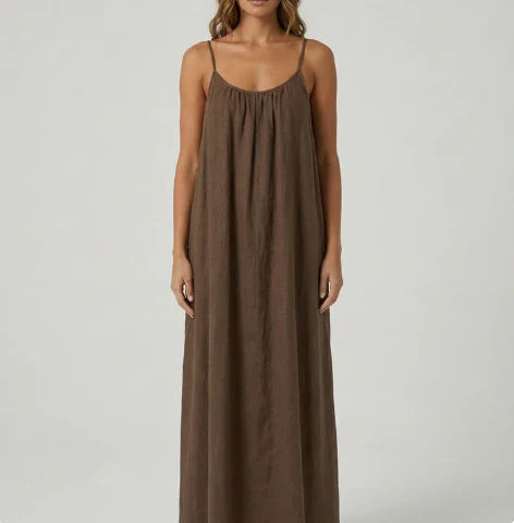Midnight Backless Maxi Dress - Brown