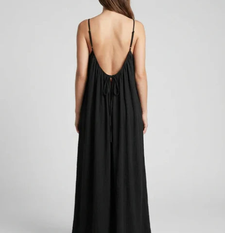 Midnight Backless Maxi Dress - Black