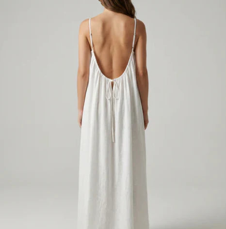 Midnight Backless Maxi Dress - White