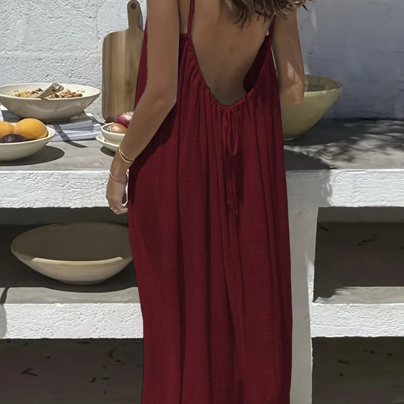 Midnight Backless Maxi Dress - Maroon